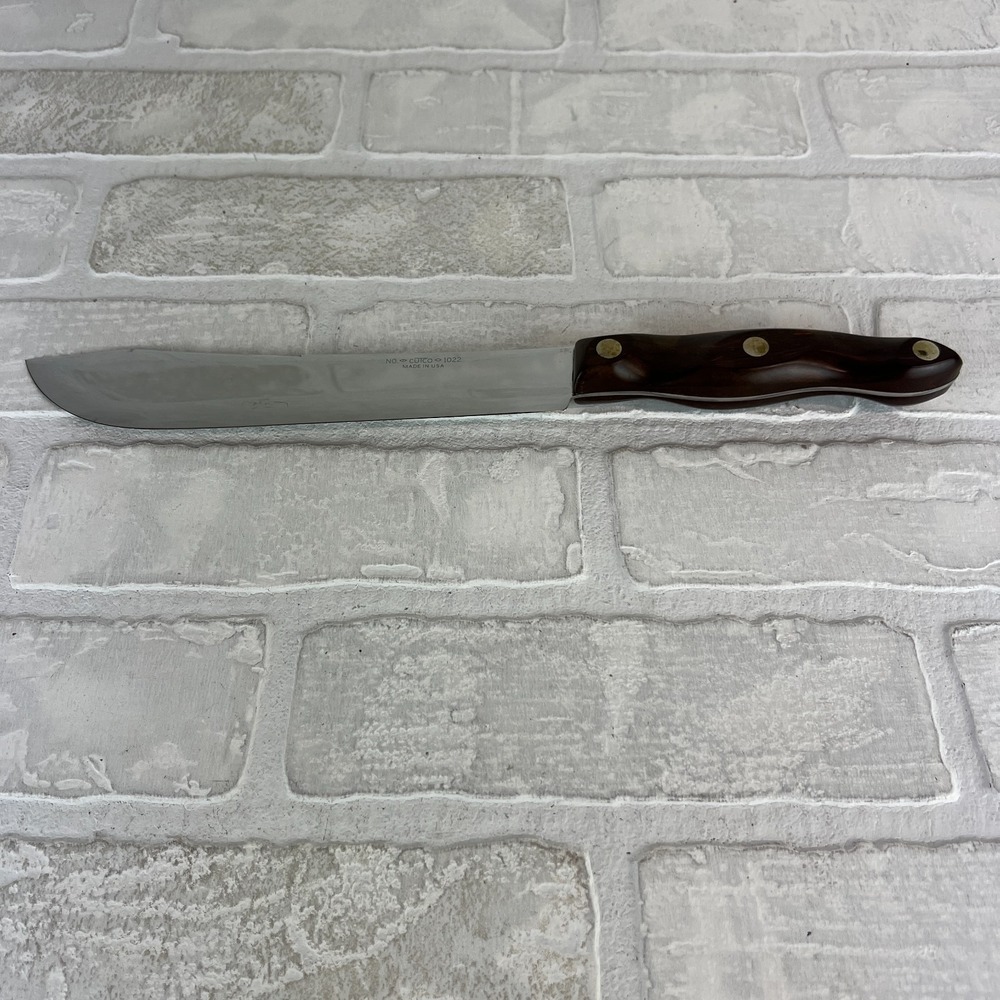 Cutco 1022 Butcher Knife Brown Marbled Swirl Handle Stainless Steel 8" Blade USA
